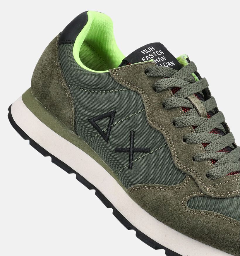 Sun68 Tom Fluo Chaussures plates en Vert kaki pour hommes (379399) - pour semelles orthop&eacute;diques