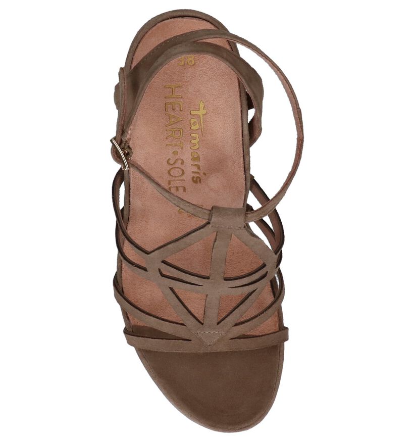 Taupe Sandalen met Hoge Hak Tamaris Heart & Sole in daim (214231)