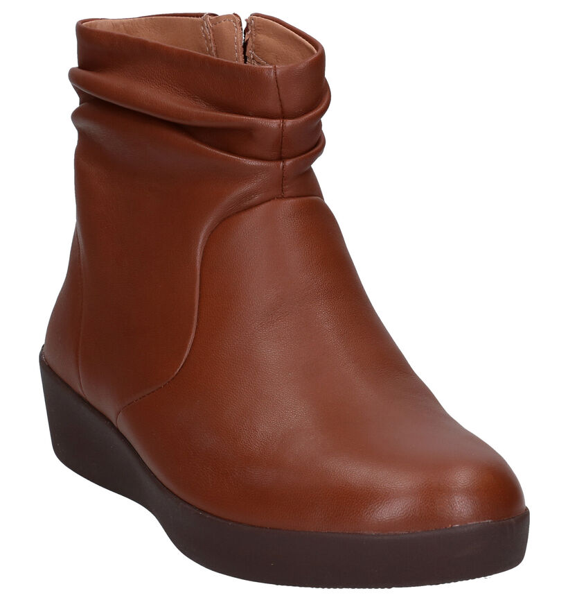 FitFlop SkateBootie Leather Bottillons en Cognac en cuir (279825)