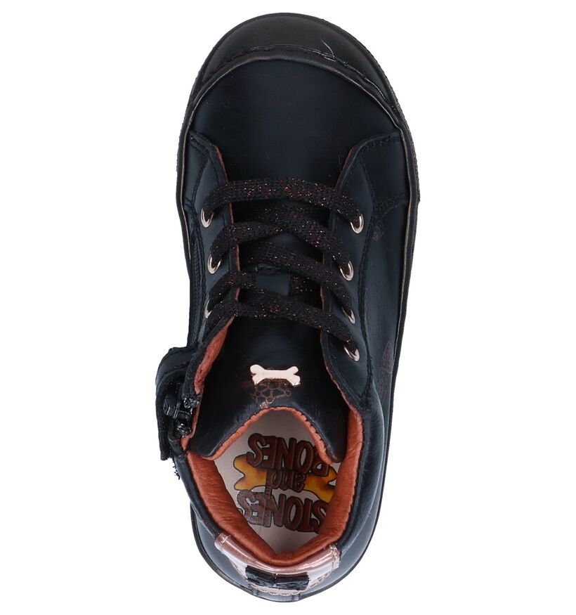 STONES and BONES Chaussures hautes en Noir en cuir (255512)