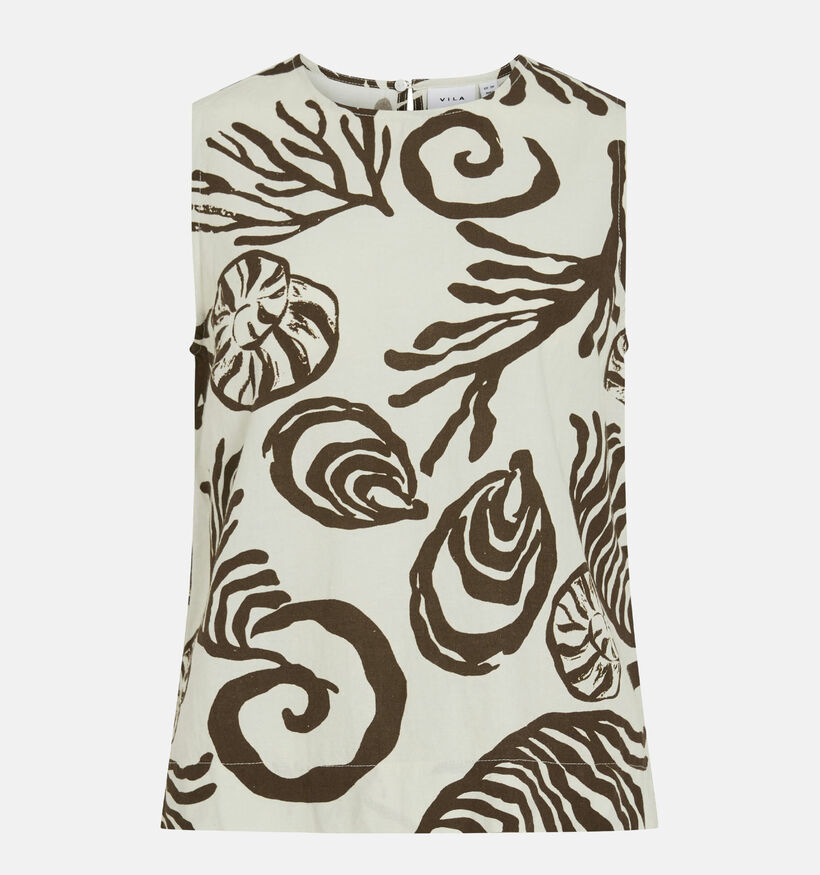 Vila x Loredana Kam Cora Ecru/Bruine Top voor dames (375149)