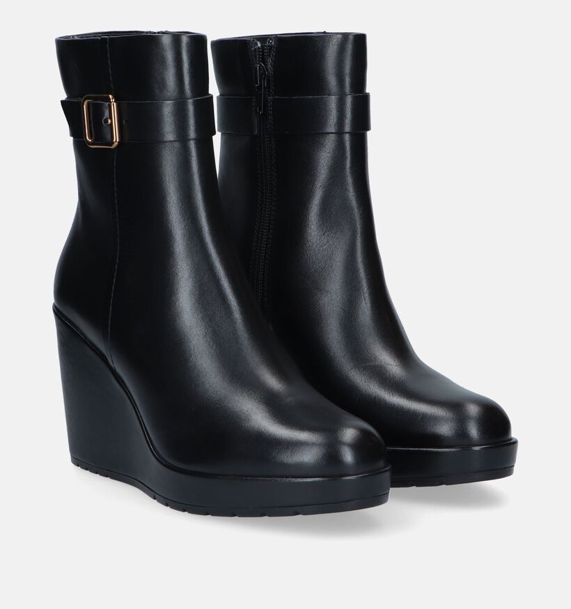 Geox Manilva Zwarte Enkellaarzen Met Sleehak voor dames (328401)