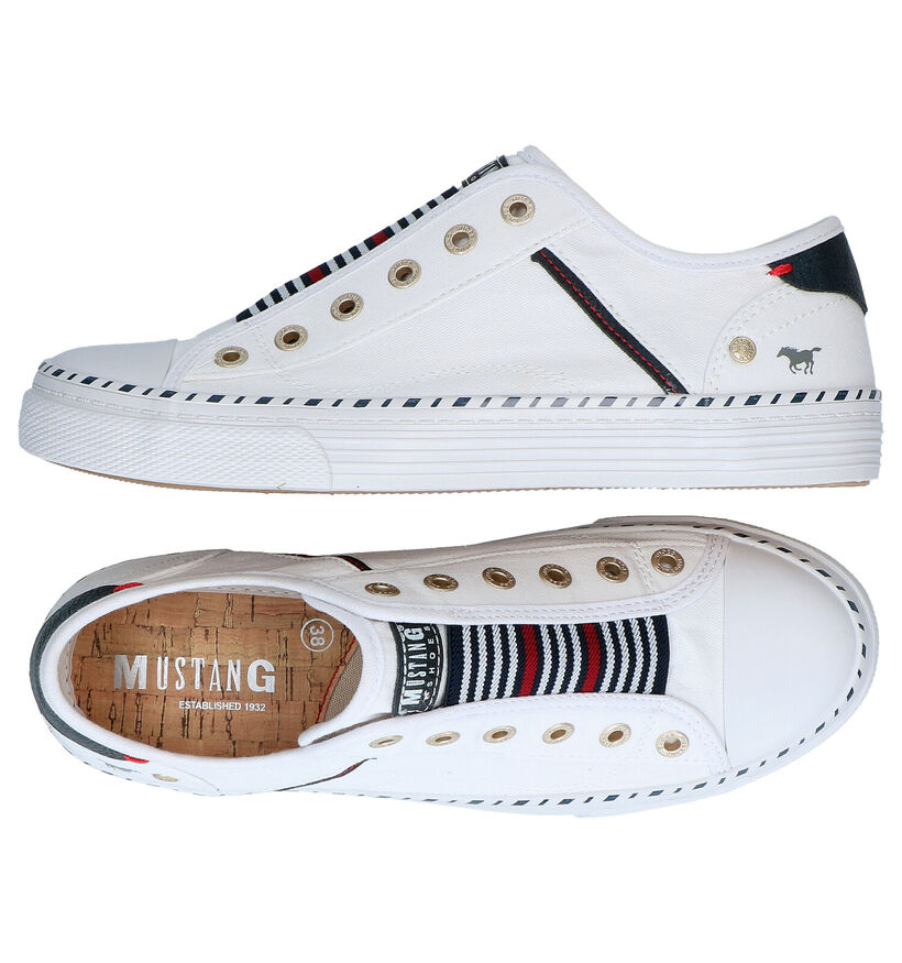 Mustang Witte Slip-on Sneakers in stof (285939)