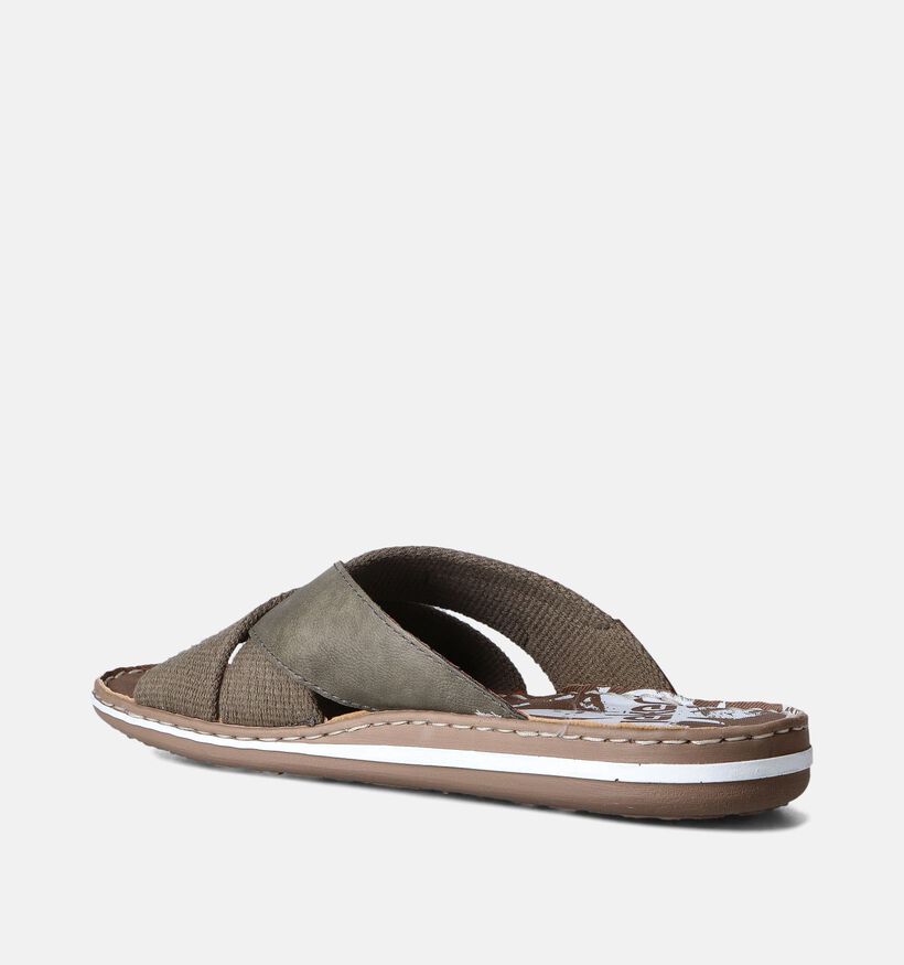 Rieker Nu-pieds casual en Vert kaki pour hommes (354819)
