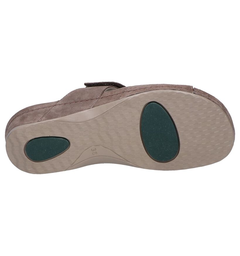 Taupe Slippers Comfort Plus in daim (249626)