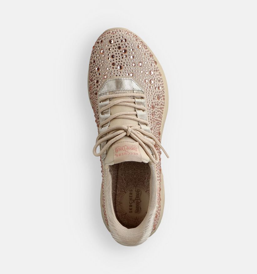 Skechers x Snoop Dogg Uno Rhinestoned Beige Sneakers voor dames (366468)