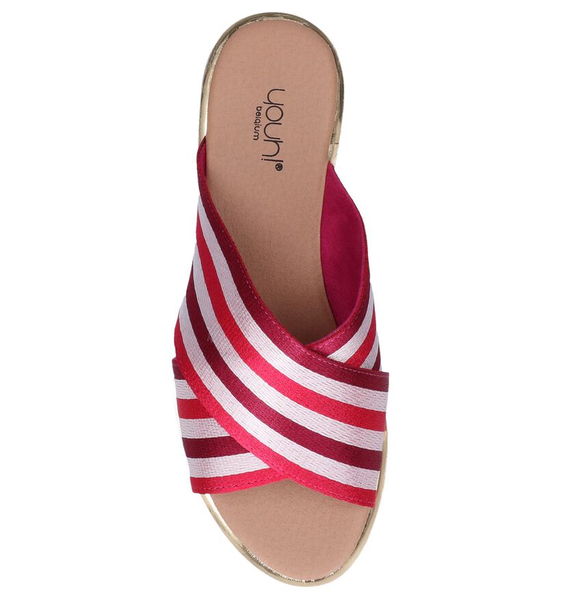 Youh! Nu-pieds plates en Rose fuchsia en textile (239206)