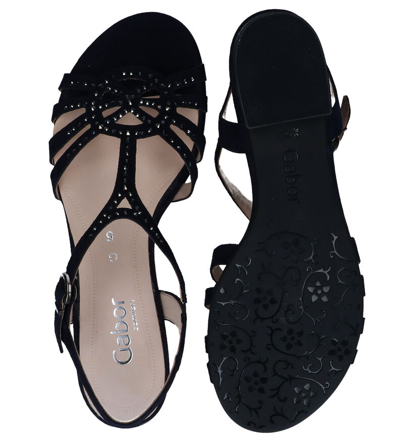 Comfort Sandales plates en Bleu fonc&eacute; en daim (288042)