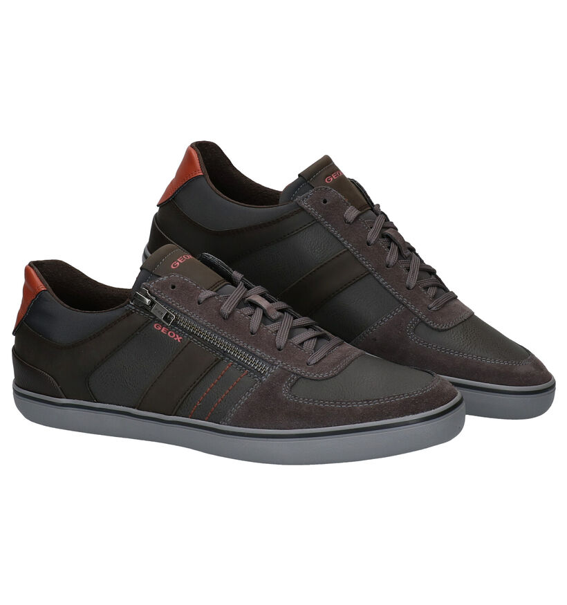 Geox Chaussures à Lacets en Gris/Brun en simili cuir (279095)