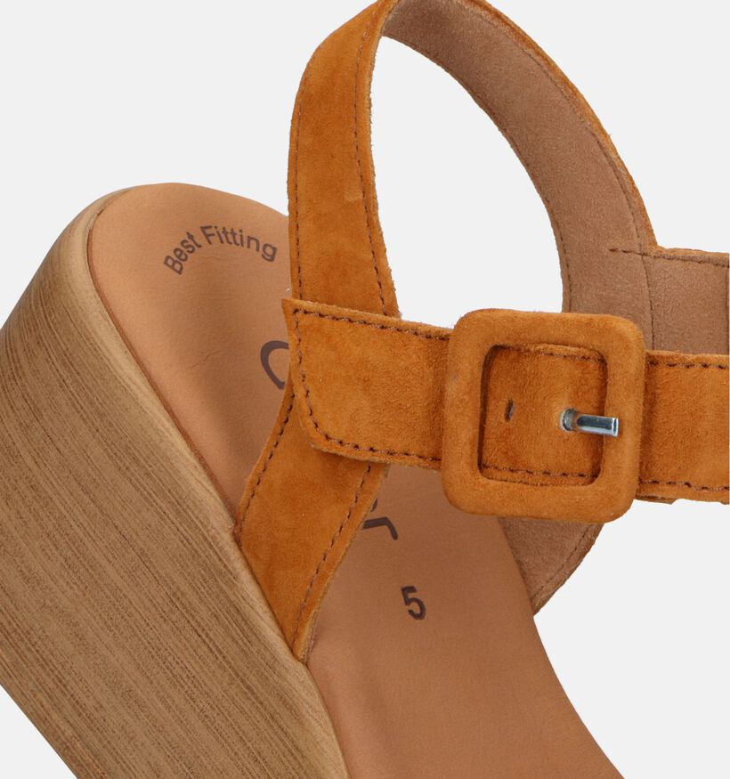 Gabor Best Fitting Sandales avec talon compensé en Cognac pour femmes (339507)