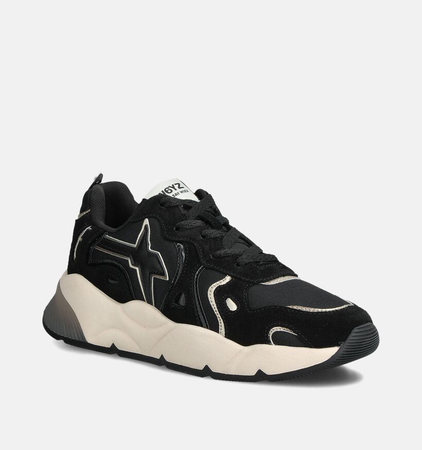 W6YZ Sarah Zwarte Chunky Sneakers voor dames (364051) - geschikt voor steunzolen