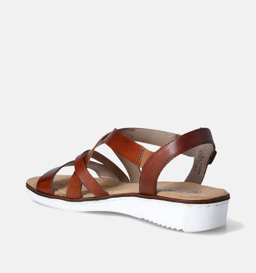 Rieker Sandales plates en Cognac pour femmes (354953)