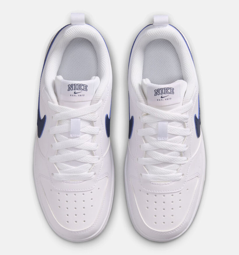 Nike Court Borough Low Witte/Blauwe Sneakers voor jongens (377284)