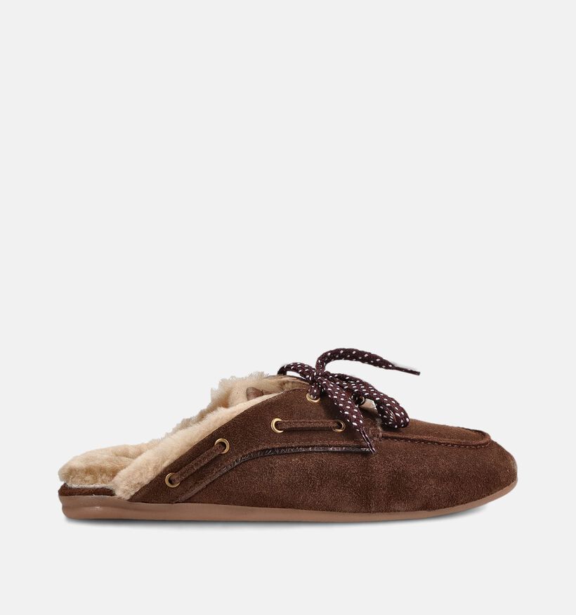 Poelman Chaussures bateau en Brun fonc&eacute; pour femmes (386170)