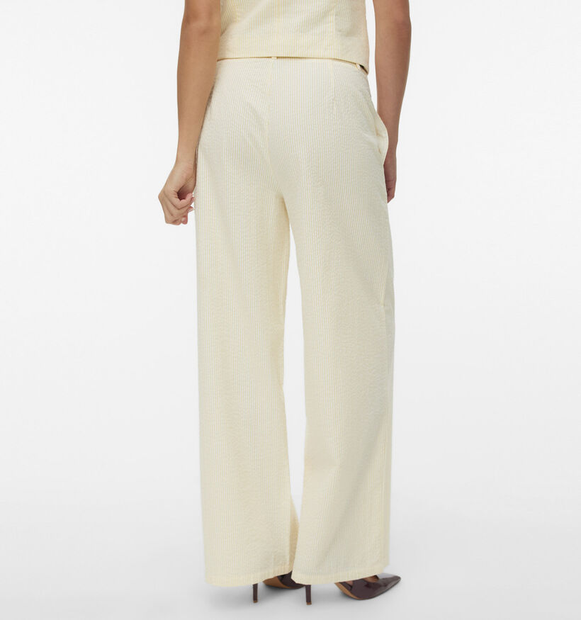 Vero Moda Pira Seersucker Lichtgele/Witte Gestreepte Broek voor dames (369392)