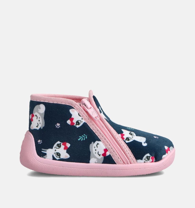 Milo & Mila Pantoufles fermées en Bleu pour filles, garçons (364917) - pour semelles orthopédiques