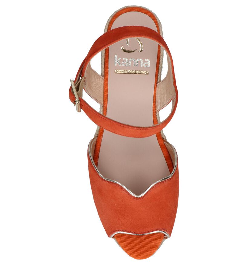 Oranje Sandalen met Sleehak Kanna in nubuck (246578)