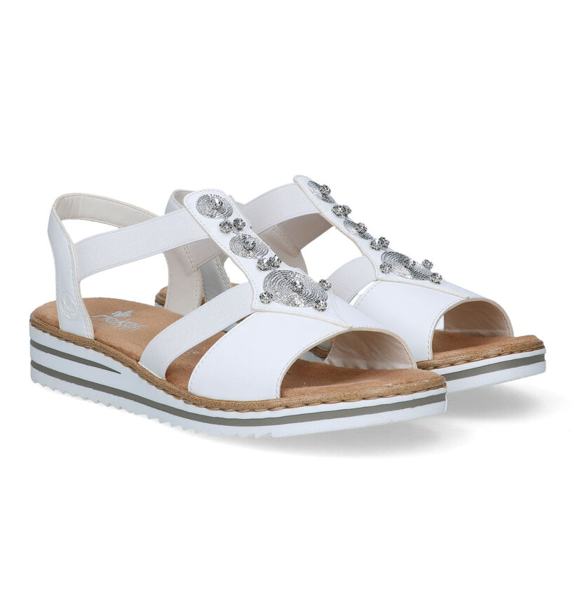 Rieker Witte Sandalen met sleehak voor dames (339057)