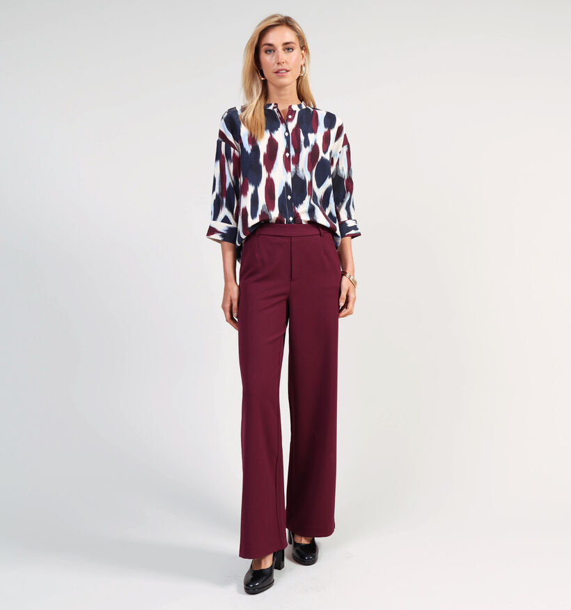 Vila Rano 3/4 Shirt Blouse en Bleu/Bordeaux pour femmes (364082)