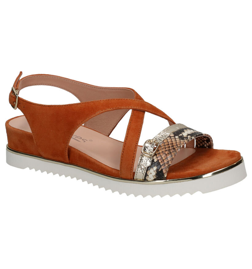 Softwaves Oranje Sandalen in daim (275384)