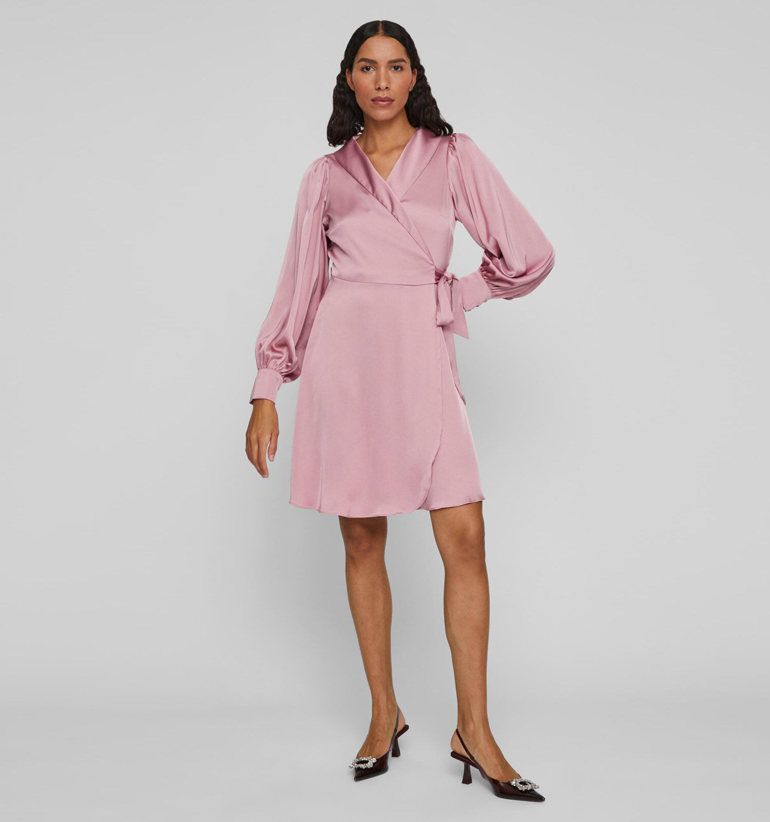 Vila Viena Ravenna Wrap Roze Jurk Dames Kleedjes Online op TORFS.BE