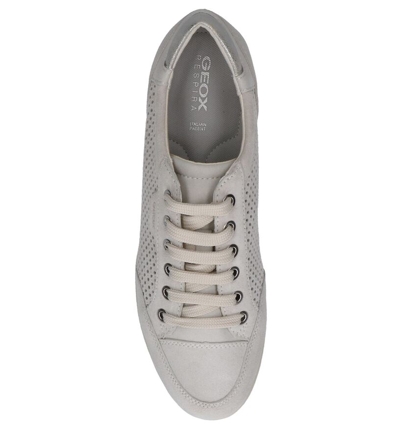 Platte Veterschoenen Beige Geox Myria in nubuck (220164)
