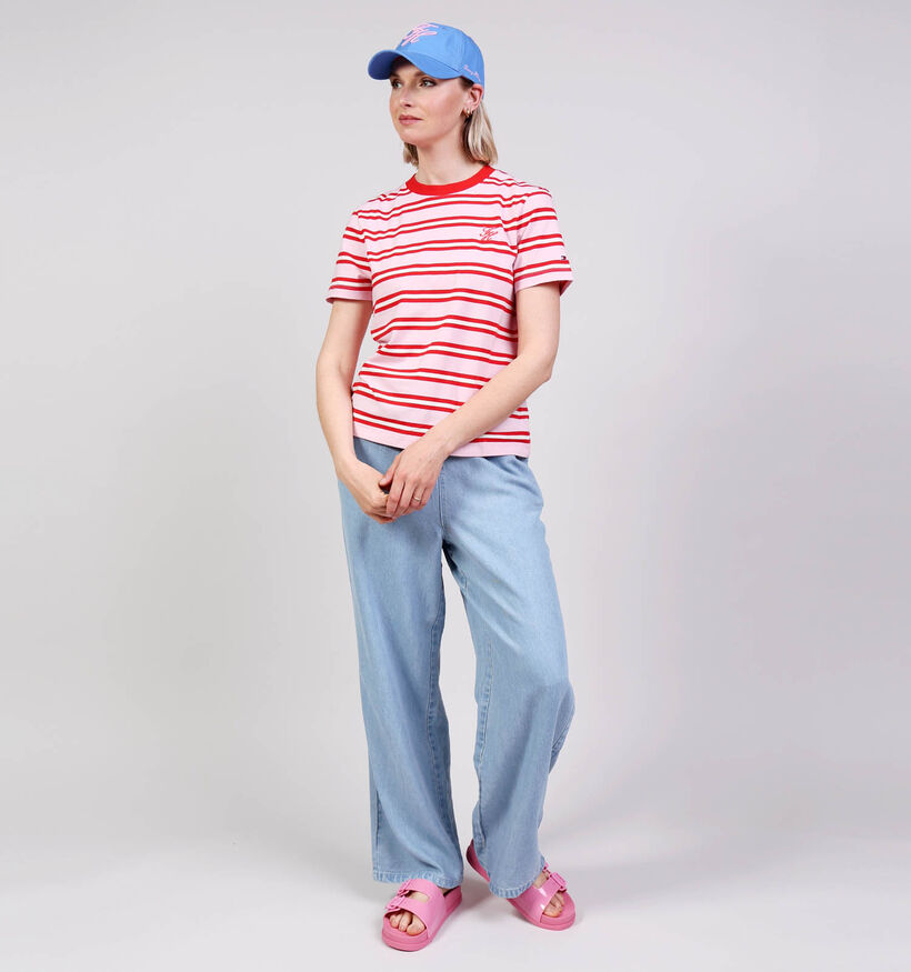 Tommy Hilfiger Script T-shirt en Rose/Rouge pour femmes (369256)