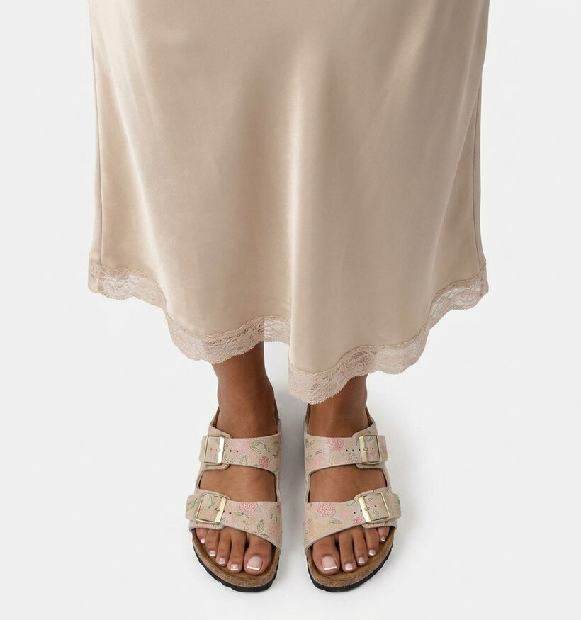 Birkenstock Arizona Sandcastle Flower Nu-pieds en Beige pour femmes (368225)