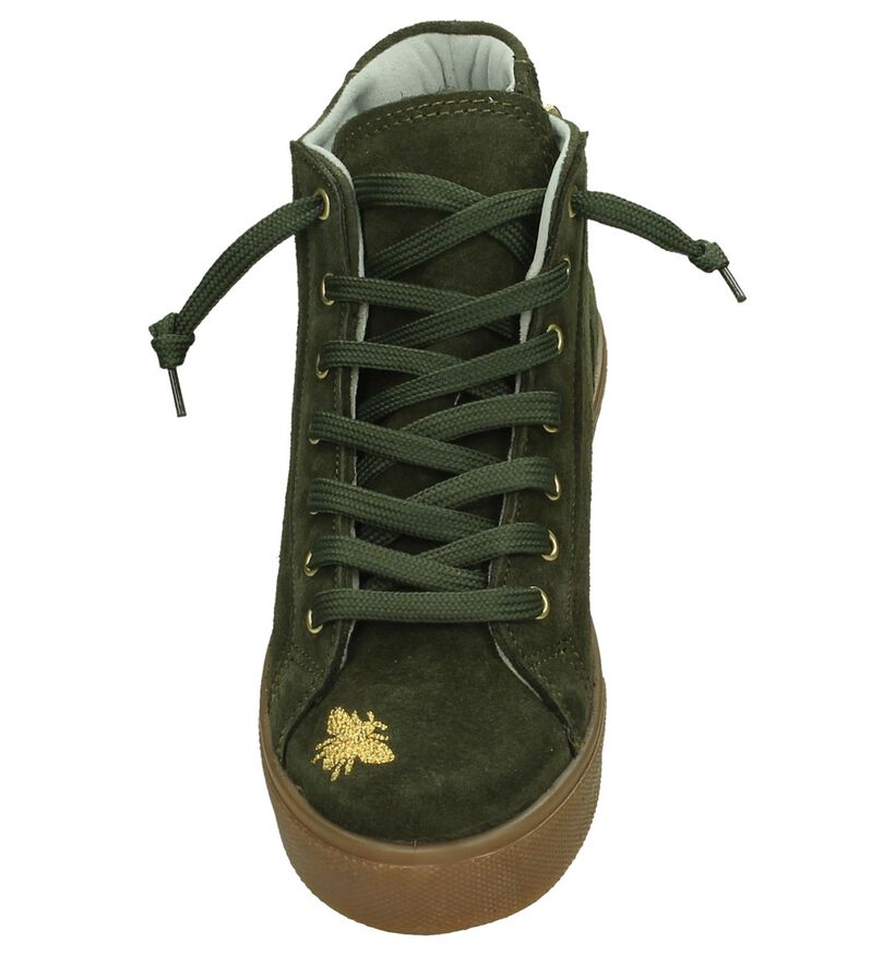 Hoge Kaki Sneakers Dazzle in stof (205529)
