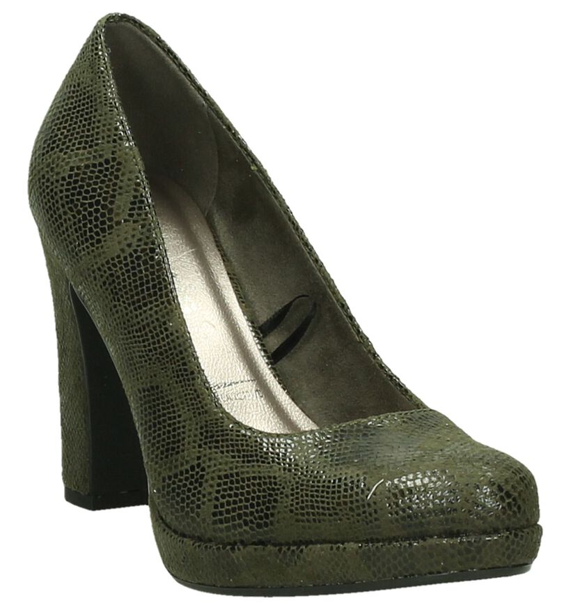 Tamaris Escarpins classique en Vert olive en textile (202562)