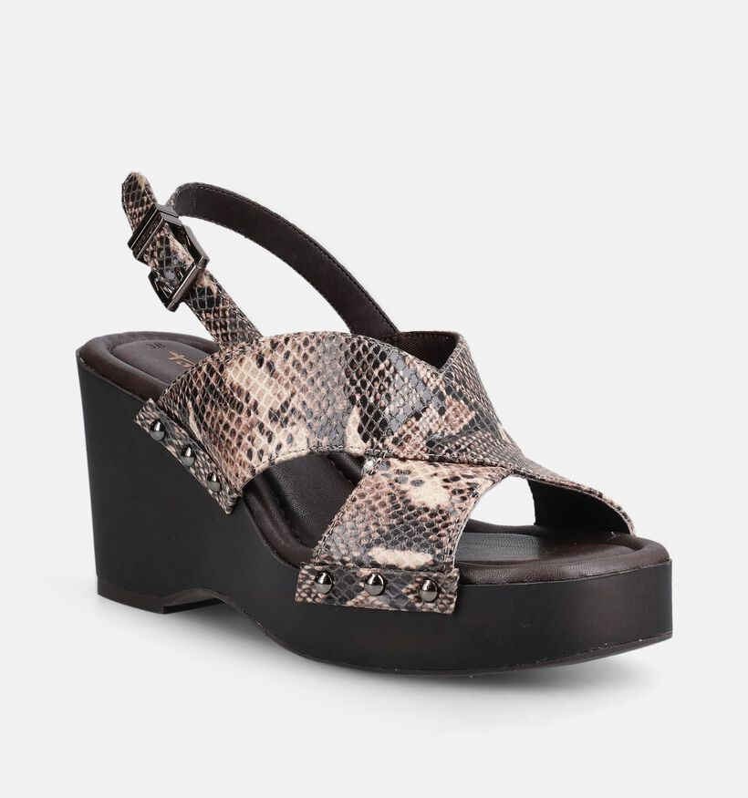 Tamaris Sandales compens&eacute;es en Noir/Brun fonc&eacute; pour femmes (371987)