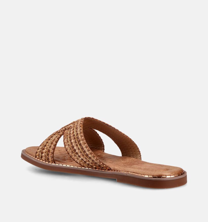 Signatur Nu-pieds plates en Cognac pour femmes (372329)