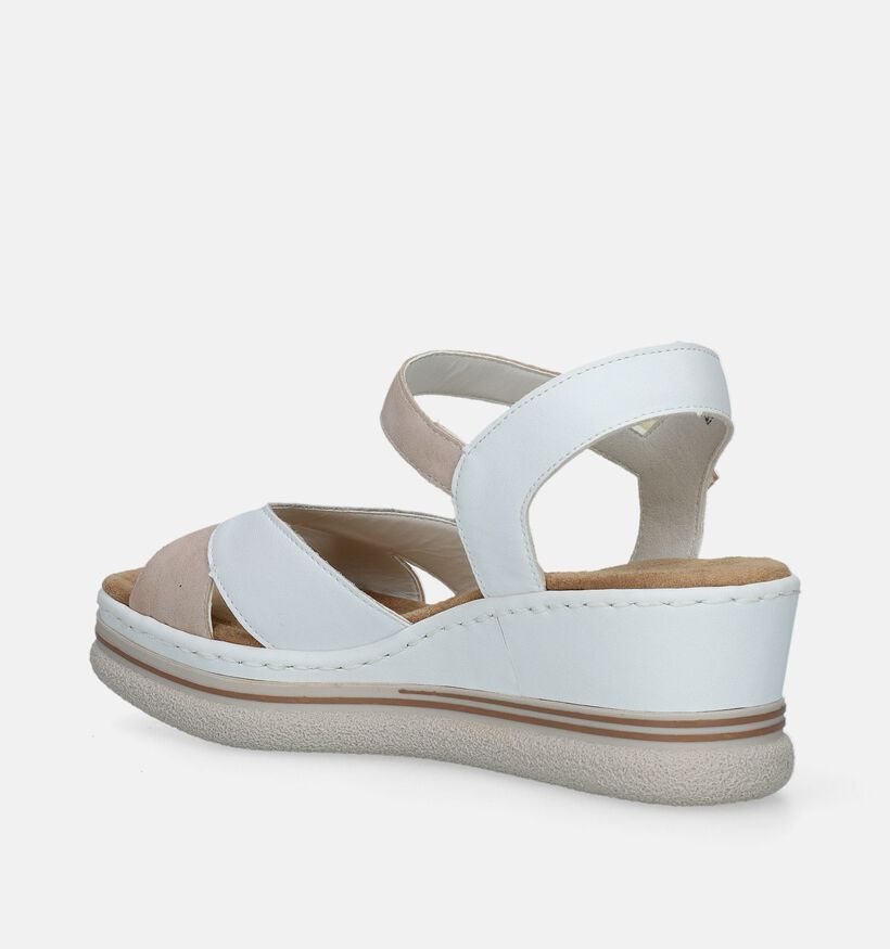 Rieker Witte Sandalen met sleehak voor dames (339138)