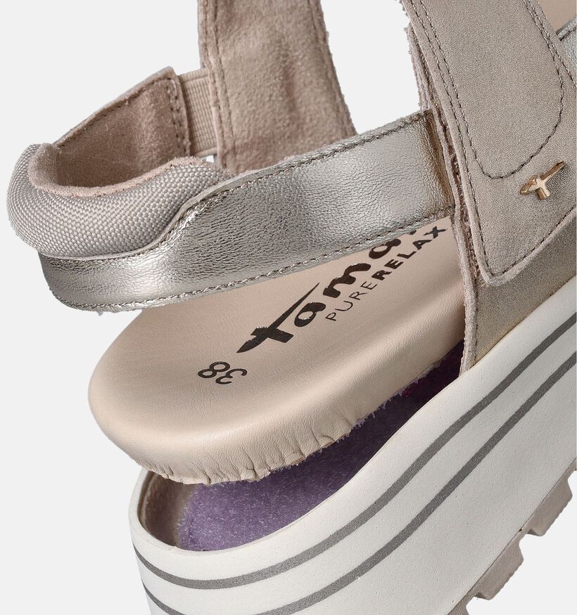 Tamaris Sandales avec talon compensé en Or pour femmes (354422)
