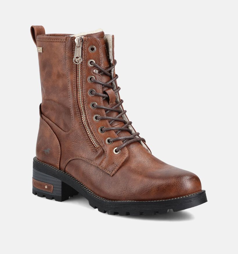Mustang Bruine Veterboots met Teddy Voering voor dames (378906)