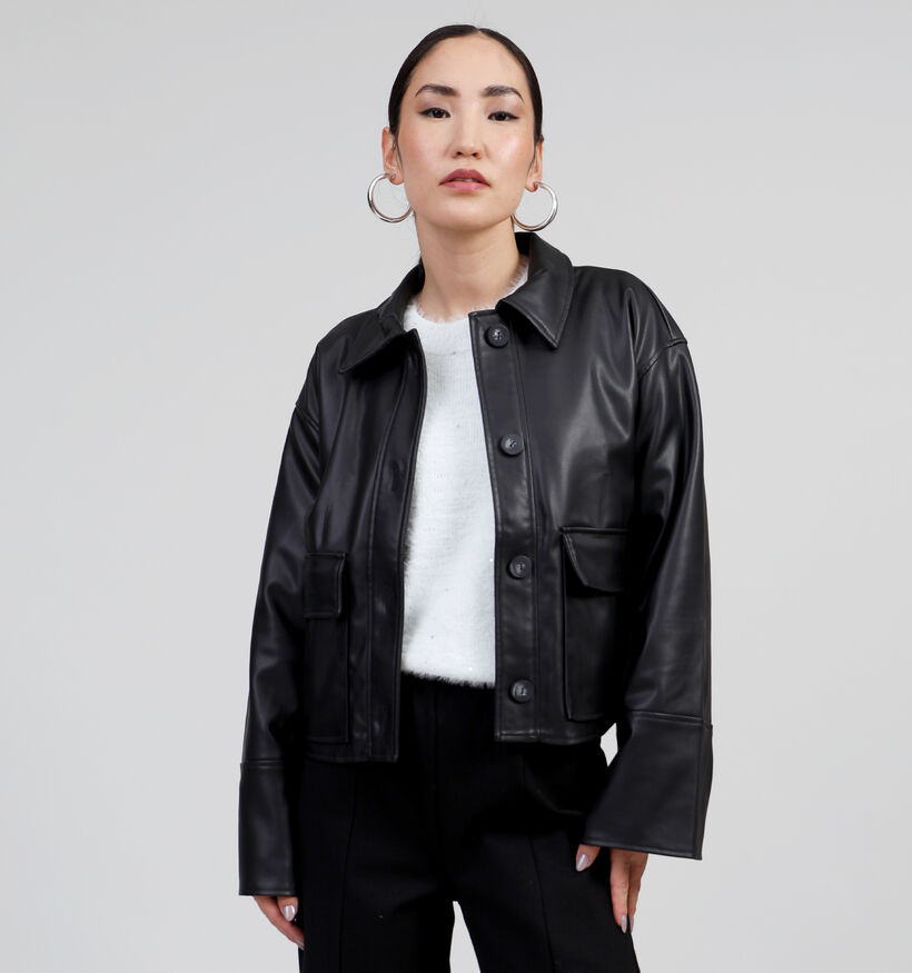 JDY Alexa Zwart Faux leather hemd voor dames (346408)