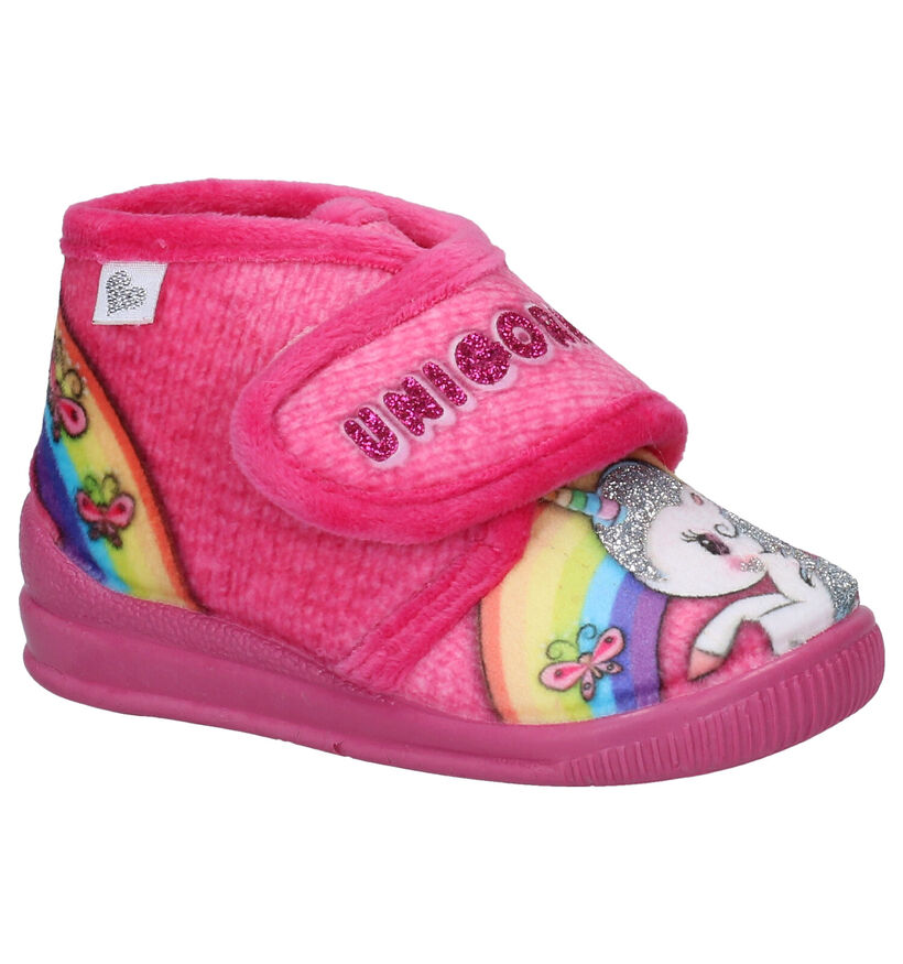 Milo & Mila Roze Pantoffels in stof (278463)