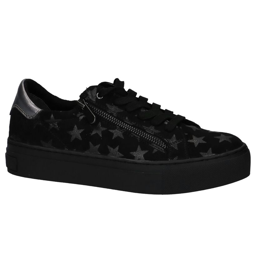 Marco Tozzi Zwarte Sneakers met Sterrenprint in stof (222084)