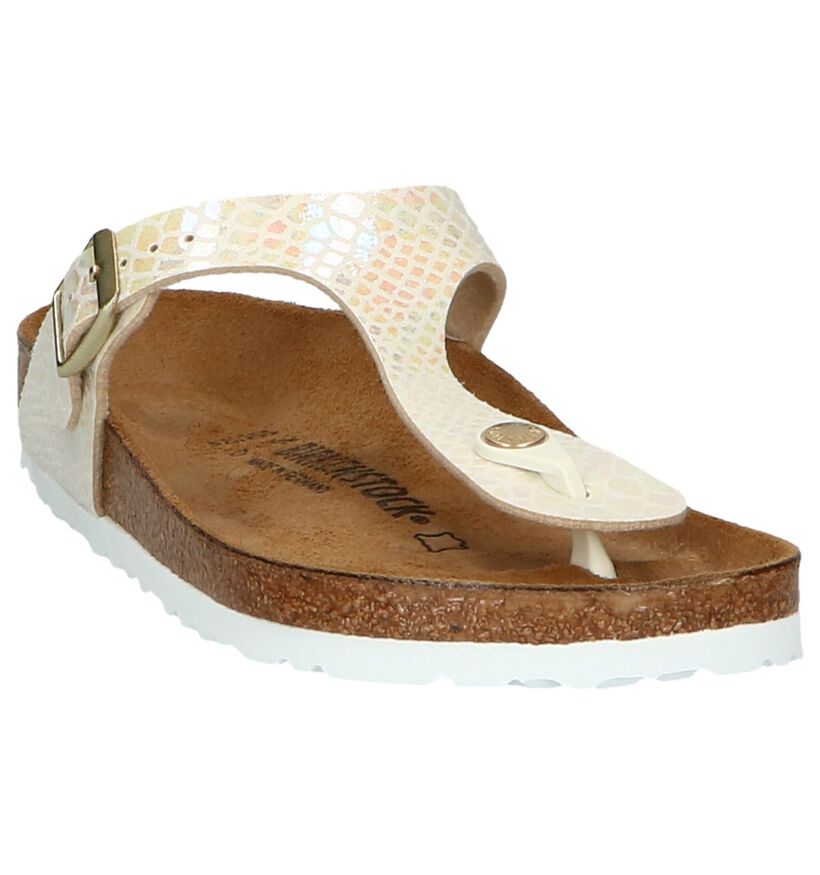 Birkenstock Gizeh Birko-Flor Tongs en Écru pour femmes (339532)