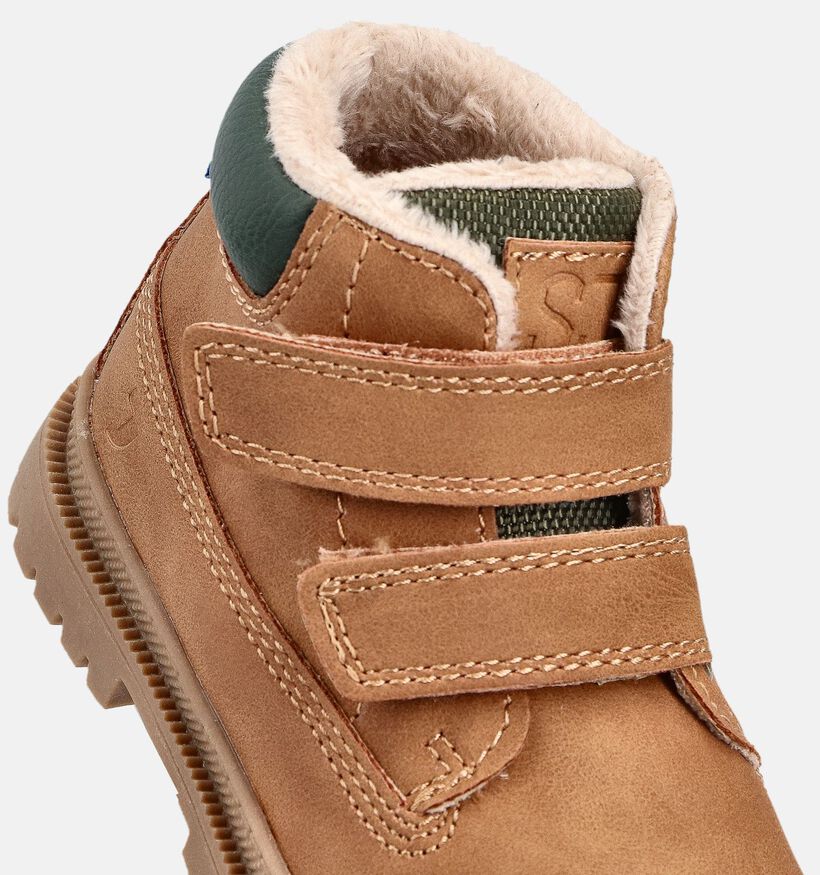 SJ Cognac Hoge Velcroschoenen voor jongens, meisjes (363162) - geschikt voor steunzolen