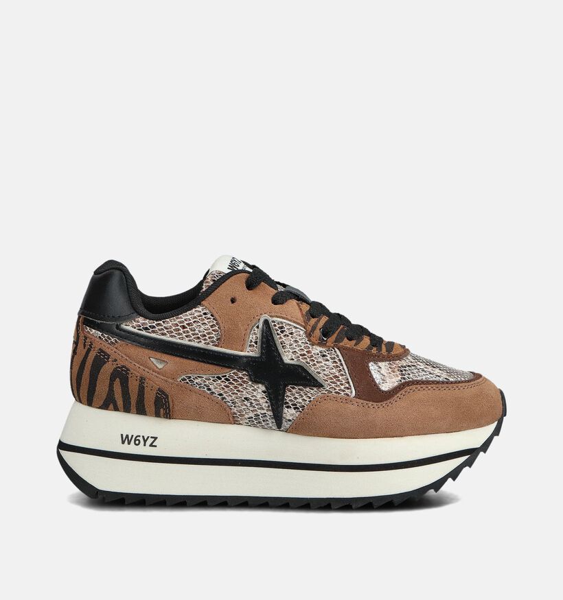 W6YZ Deva Bruine/Zwarte Platformsneakers voor dames (364048) - geschikt voor steunzolen