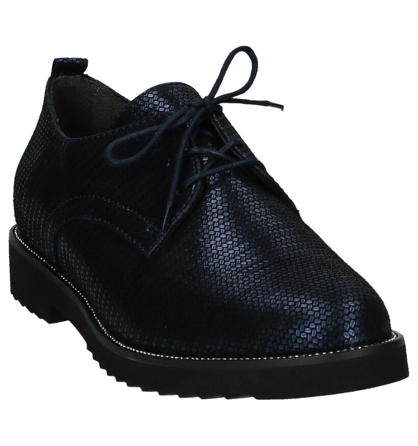 Donkerblauwe Oxford Veterschoenen Softwaves in daim (233070)