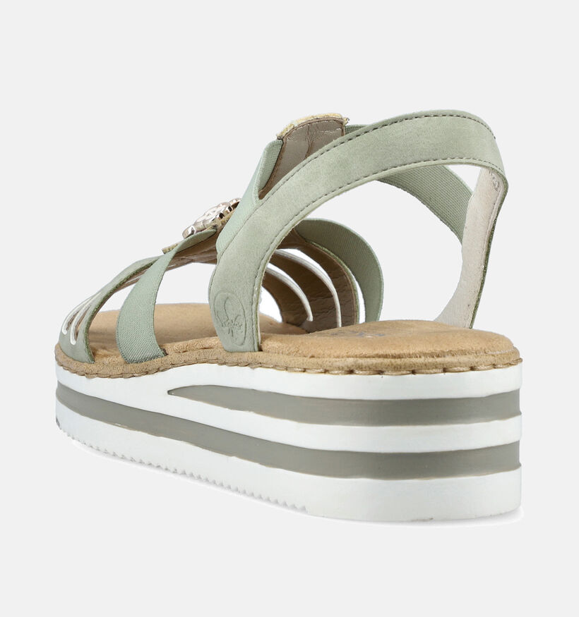 Rieker Groene Sandalen met sleehak voor dames (354924)