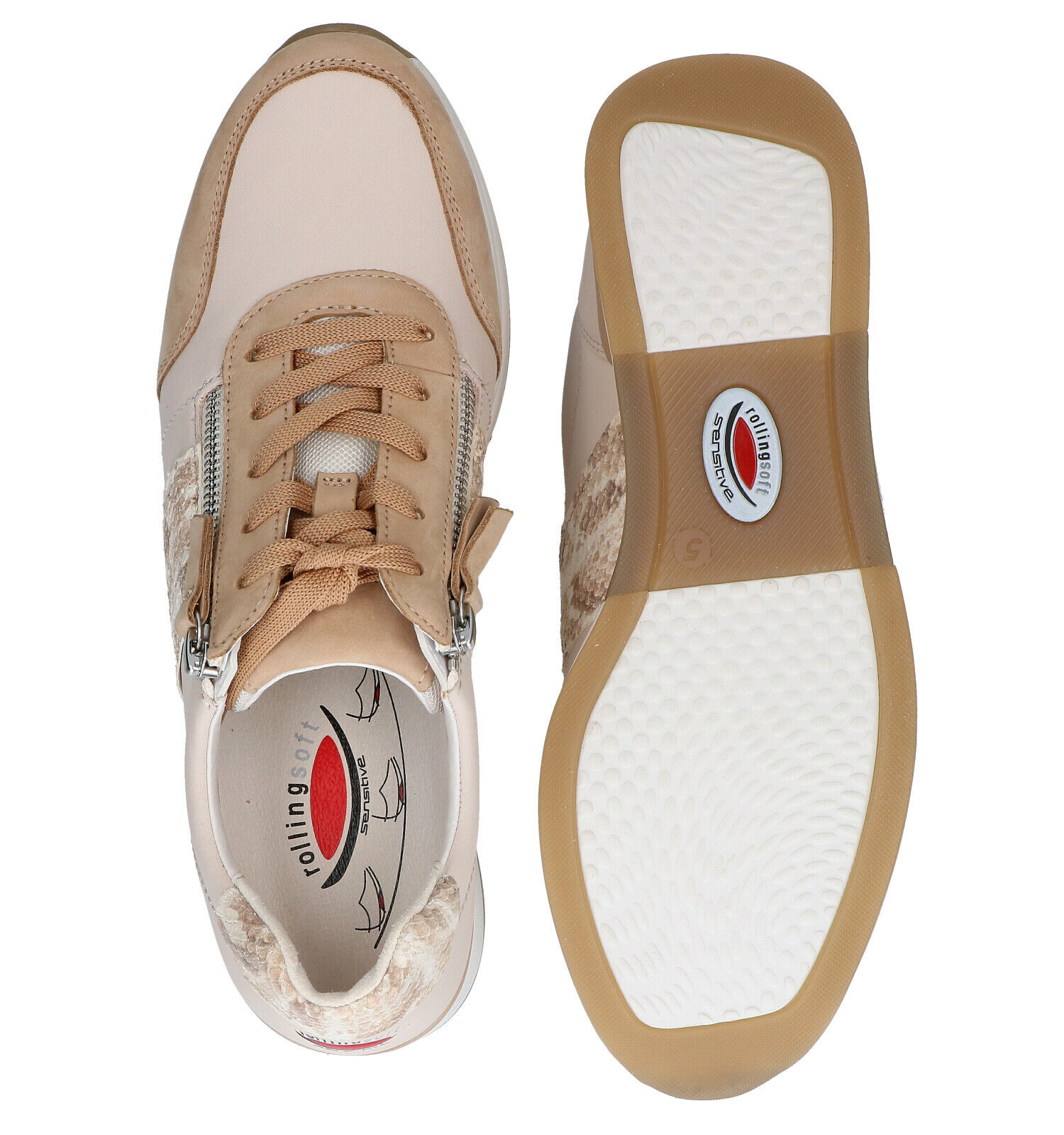 Gabor Rollingsoft Beige Lage Schoenen Dames Sneakers Online op TORFS.BE