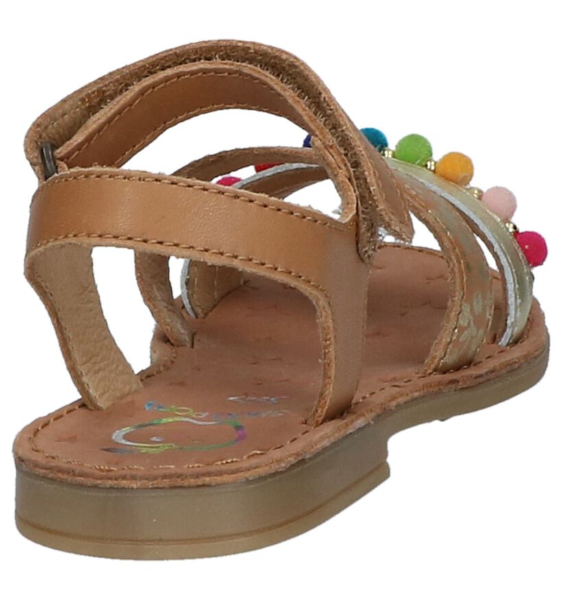 Shoo Pom Cognac Sandalen met Pomponnetjes in leer (215635)