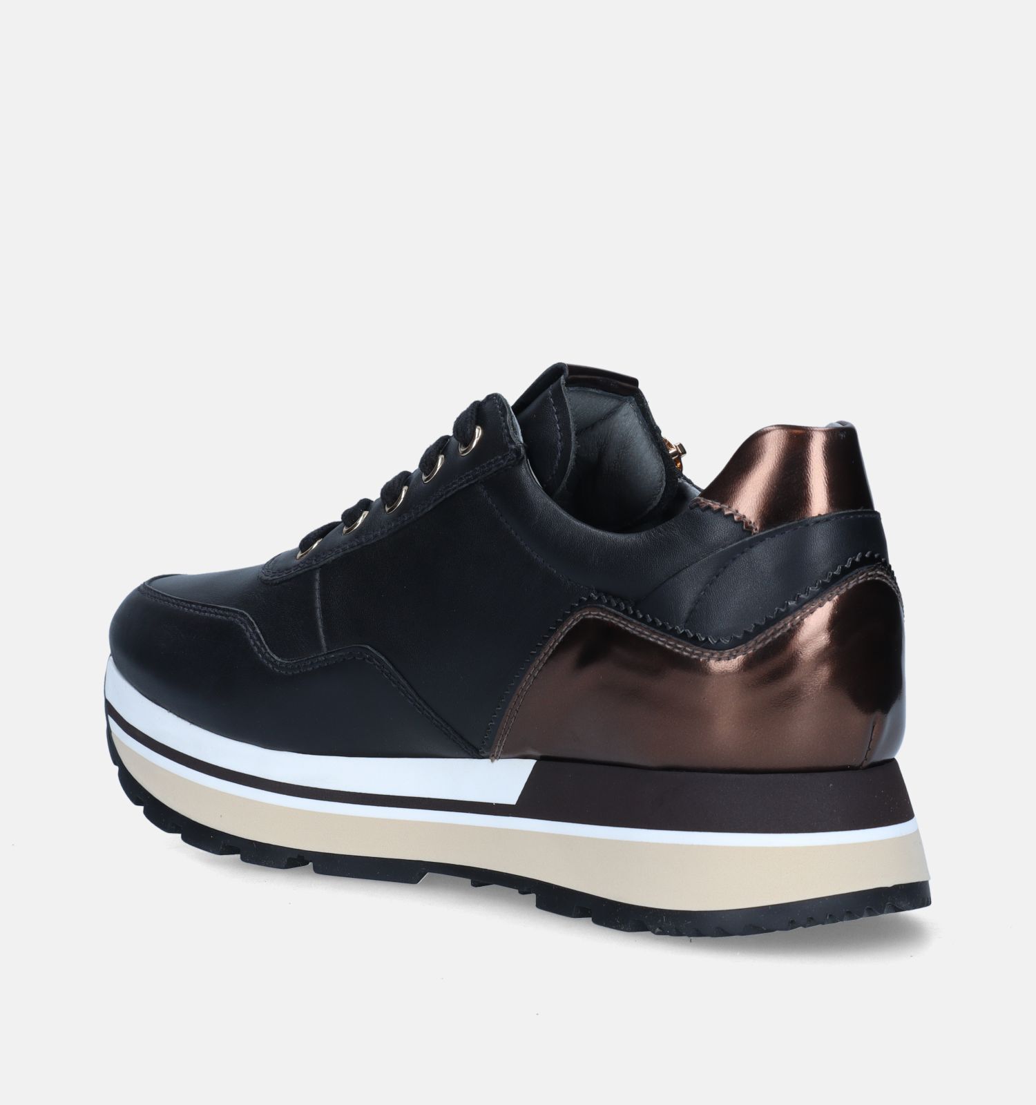 NeroGiardini Zwarte Sneakers met plateauzool Dames Sneakers Online op TORFS.BE