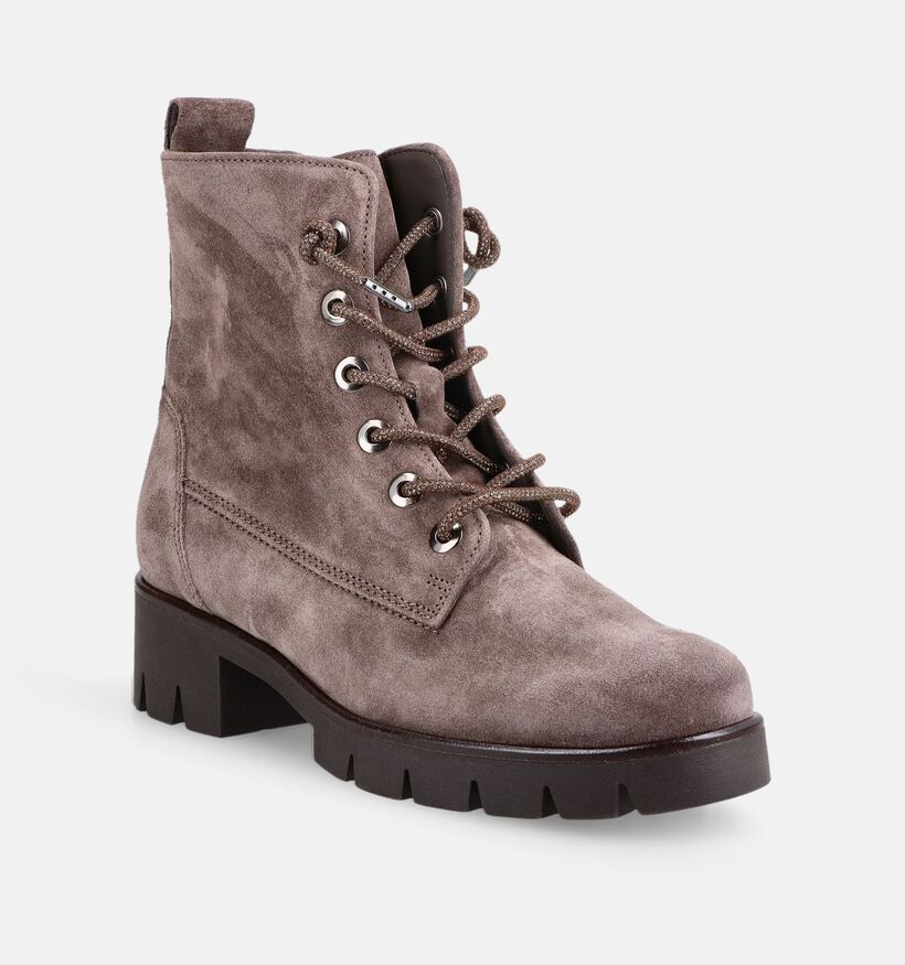 Gabor Taupe Boots met Veters en Rits voor dames (380063) - geschikt voor steunzolen