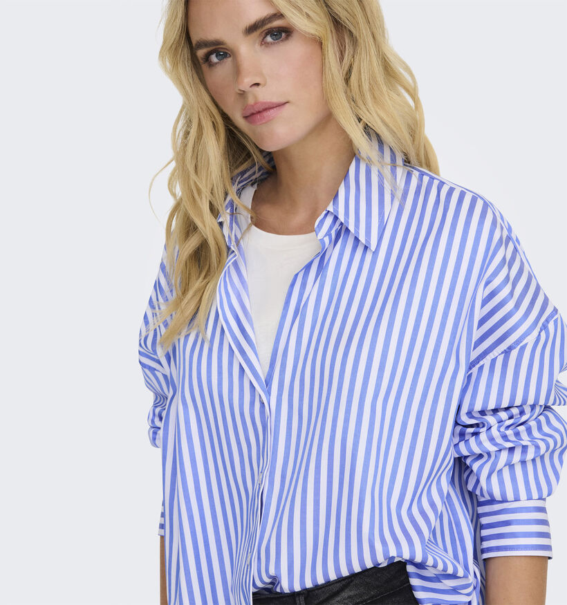 JDY Vesper Loose Striped Witte/Blauwe Hemd voor dames (366568)