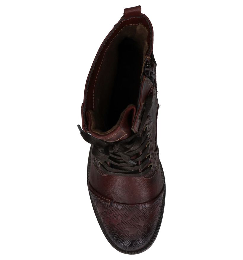 Donker Bruine Boots met Rits/Veter Mustang in kunstleer (231656)