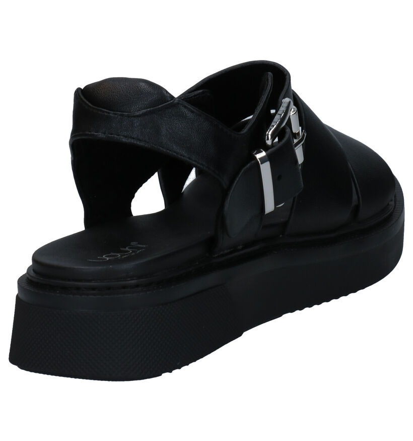 Youh! Sandales plates en Noir en simili cuir (285763)